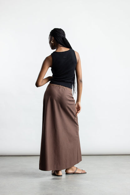 Amanda A-Line Maxi Skirt _ 168008 _ Chocolate