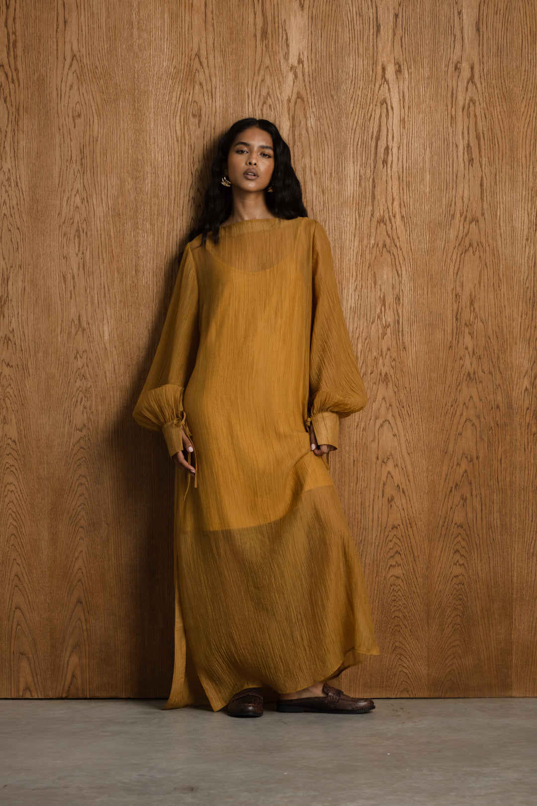 ayana elegant sleeve dress A&A Elegant Sheer Long Sleeve Bustier Maxi Dress