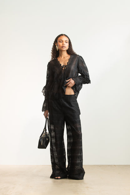 Naledi Embroidered Wide Leg Pants