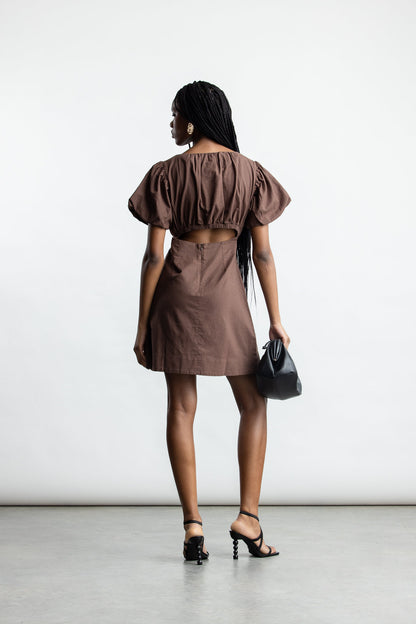 Kaiya Puff Sleeve Mini _ 168395 _ Chocolate