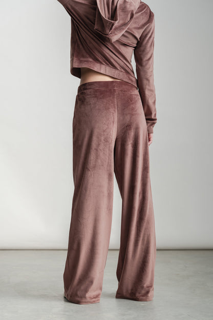 Holly Velor Wide Leg Trackpants _ 163056 _ Chocolate