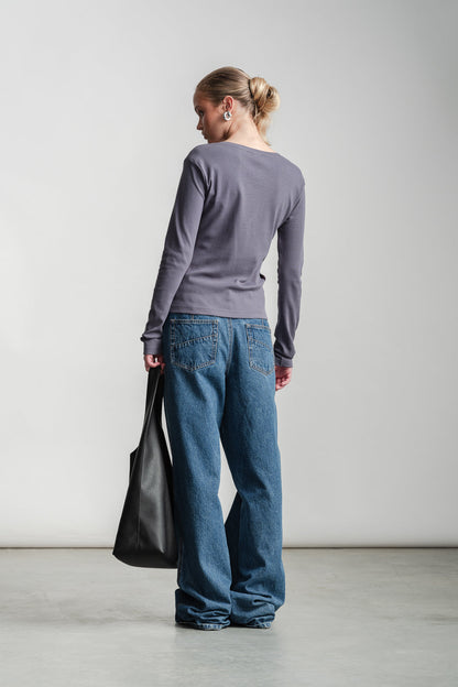 Kefilwe Scoop Neck Rib Top _ 162824 _ Charcoal