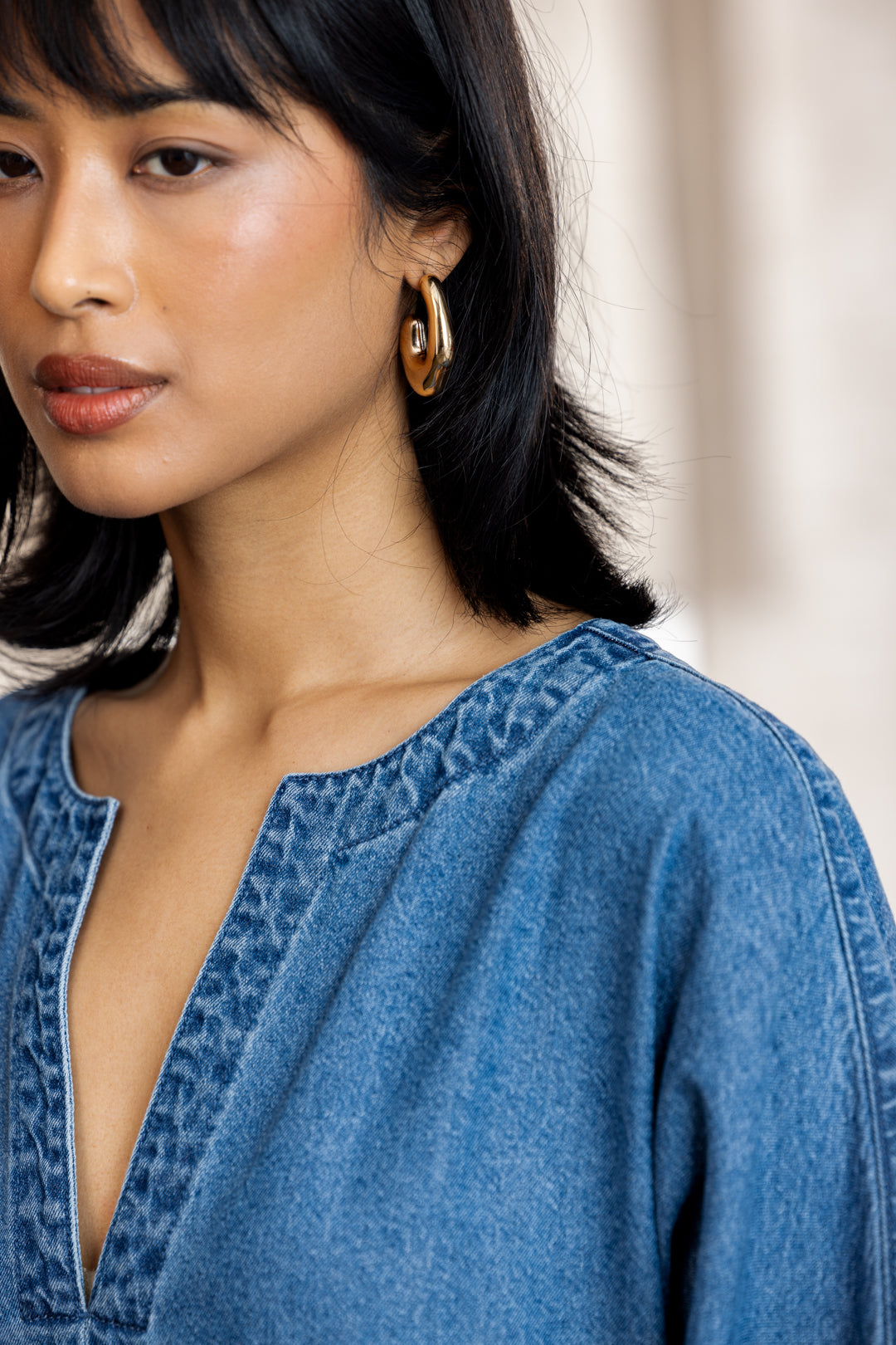 Lidza Denim Puff Sleeve Mini