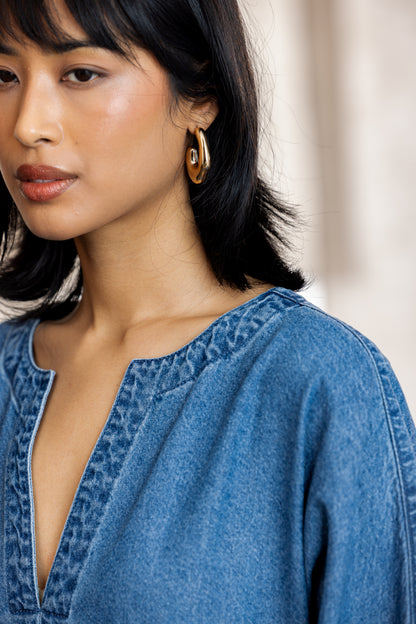 Lidza Denim Puff Sleeve Mini