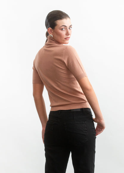 Nadia Polo Neck Ballerina Sleeve _ 157289 _ Stone