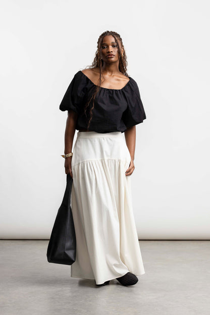 Peyton Puff Sleeve Blouse _ 168854 _ Black Texture