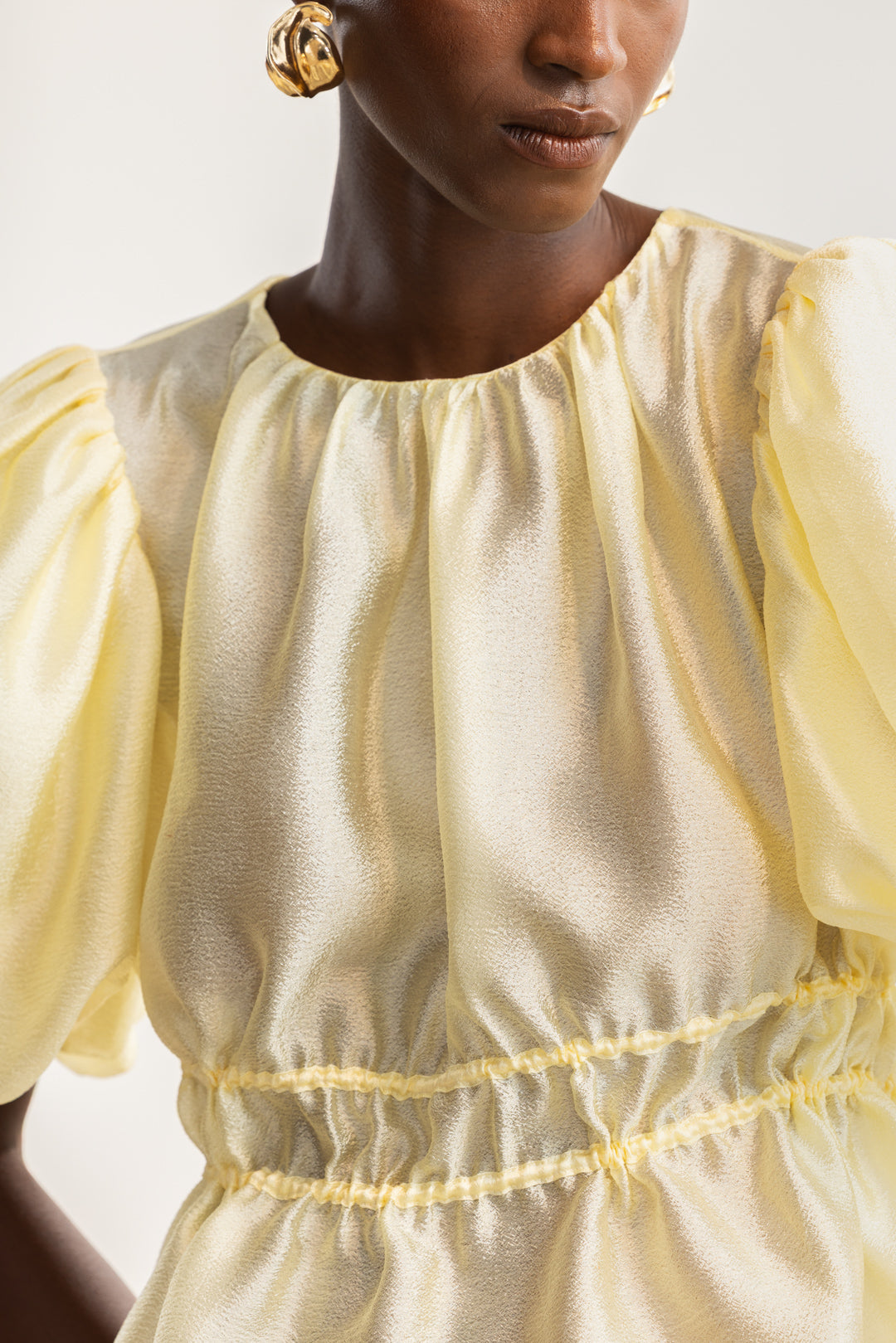 トップス rurumu: puff sleeve lace over blouse Elelwani Bubble Sleeve Top – AYANA