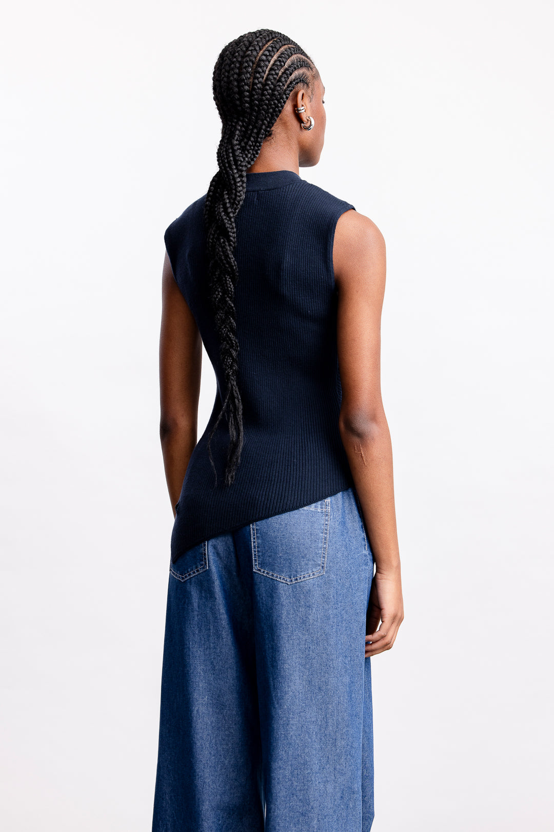 Ziphozihle Assymetric Rib Top _ 163123 _ Navy