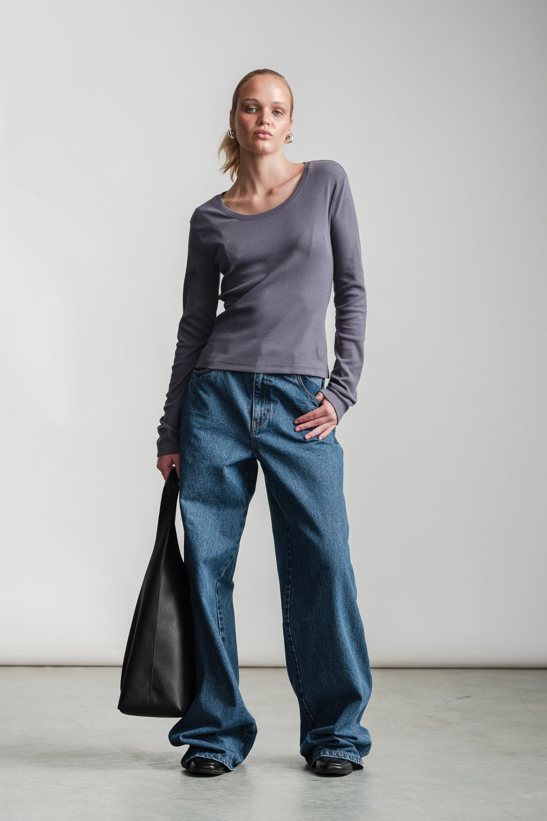 Kefilwe Scoop Neck Rib Top _ 162824 _ Charcoal