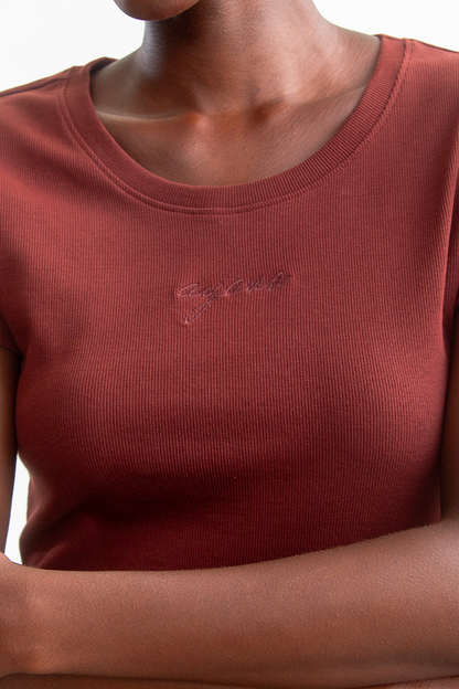 Courtney Rib T-Shirt _ 162434 _ Brown