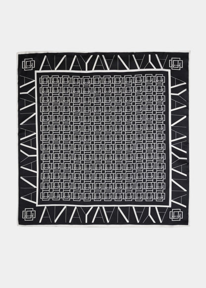 Banele Mono Satin Scarf _ 161936 _ Black Texture