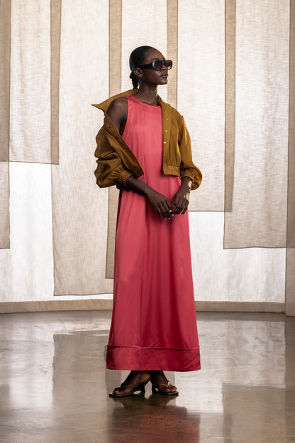 Ari Satin Racerback Maxi Dress