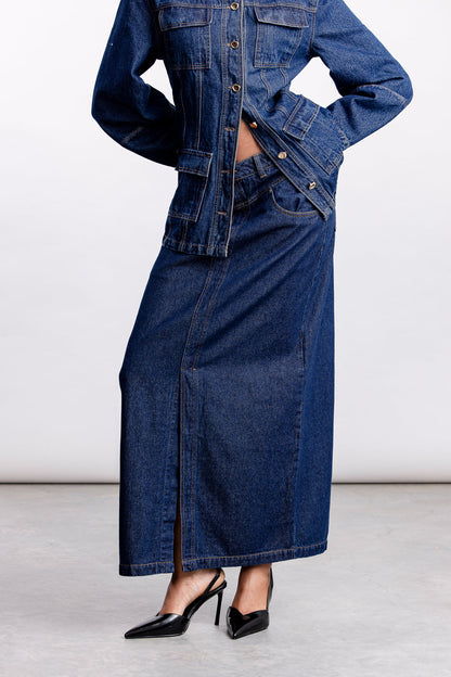 Phumelele Maxi Denim Skirt _ 164849 _ Dark Blue