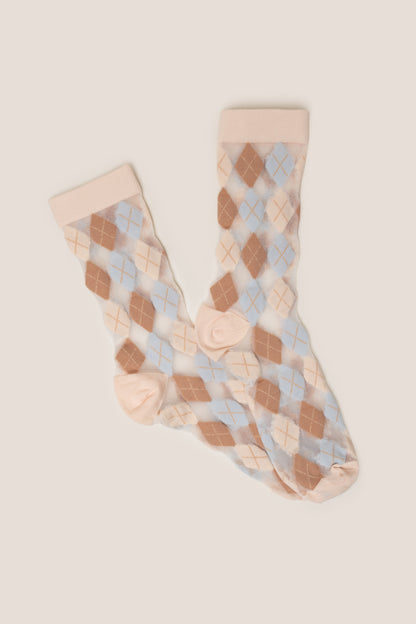 Hlelo Argyle Mesh Socks