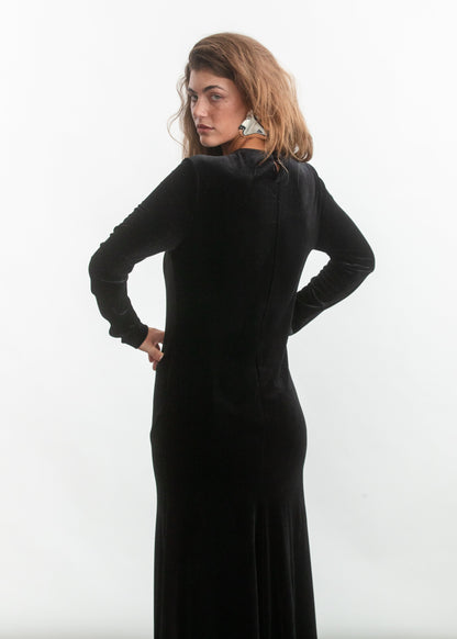 Cleo Velour Maxi Dress _ 157119 _ Black Texture