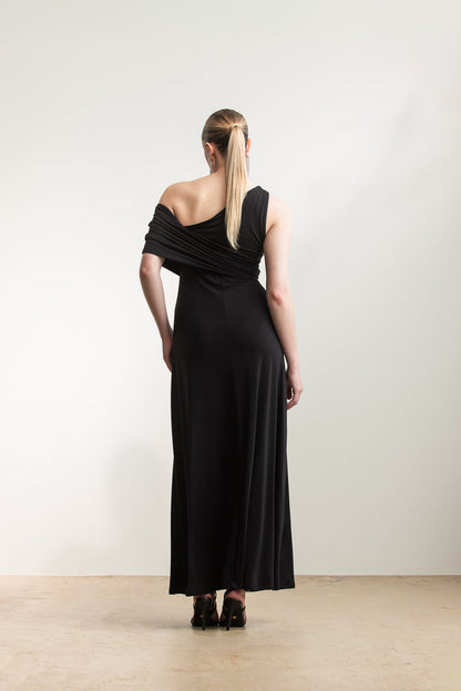 Alex One Shoulder Midi _ 168251 _ Black Texture