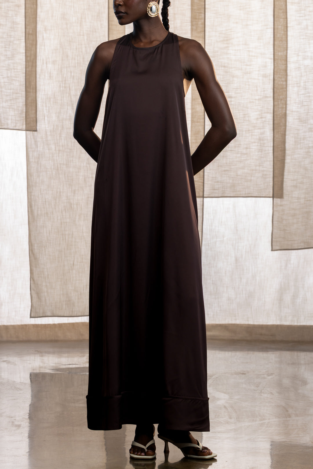 Ari Satin Racerback Maxi Dress