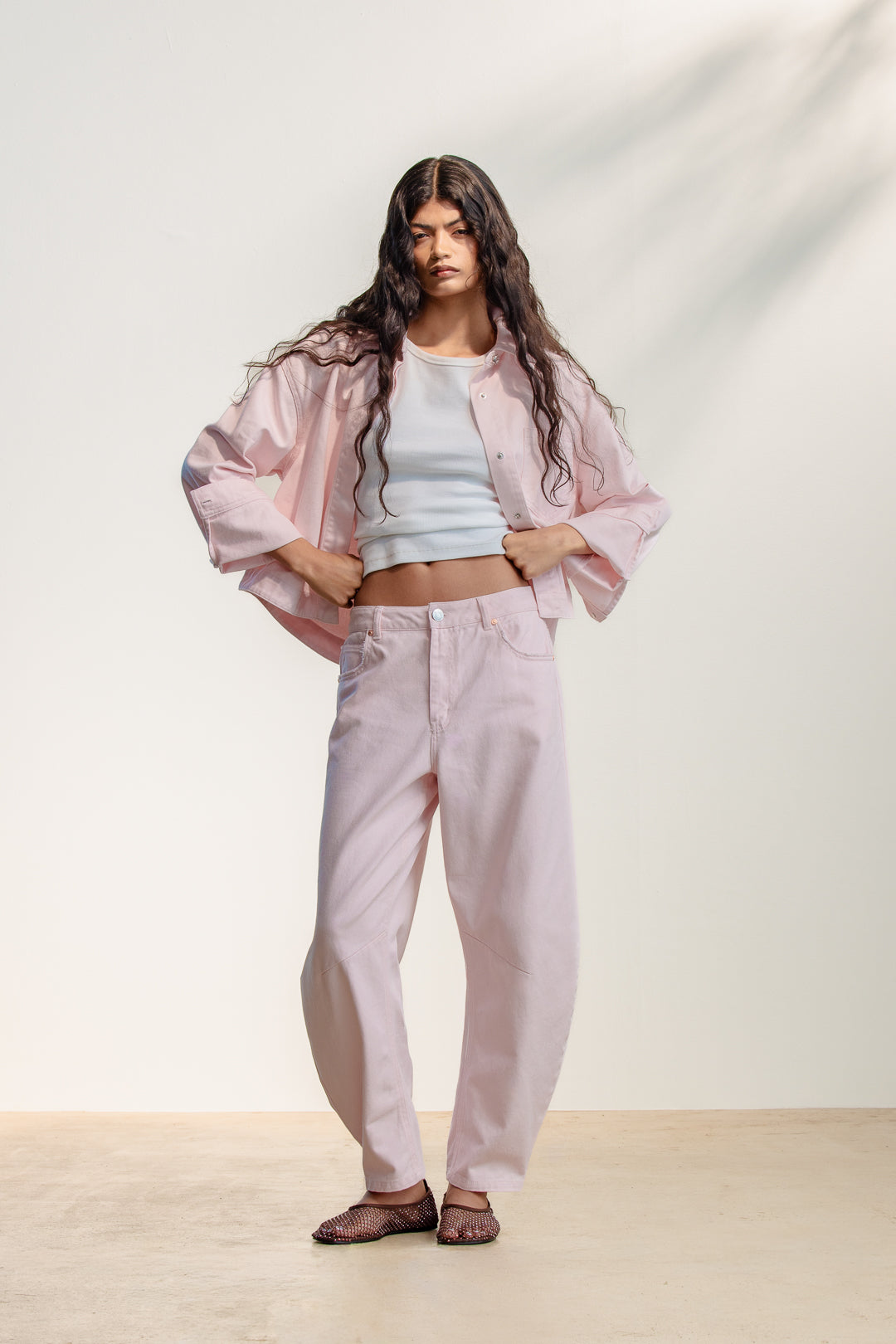 Qhamani Adjustable Barrel Leg Jeans