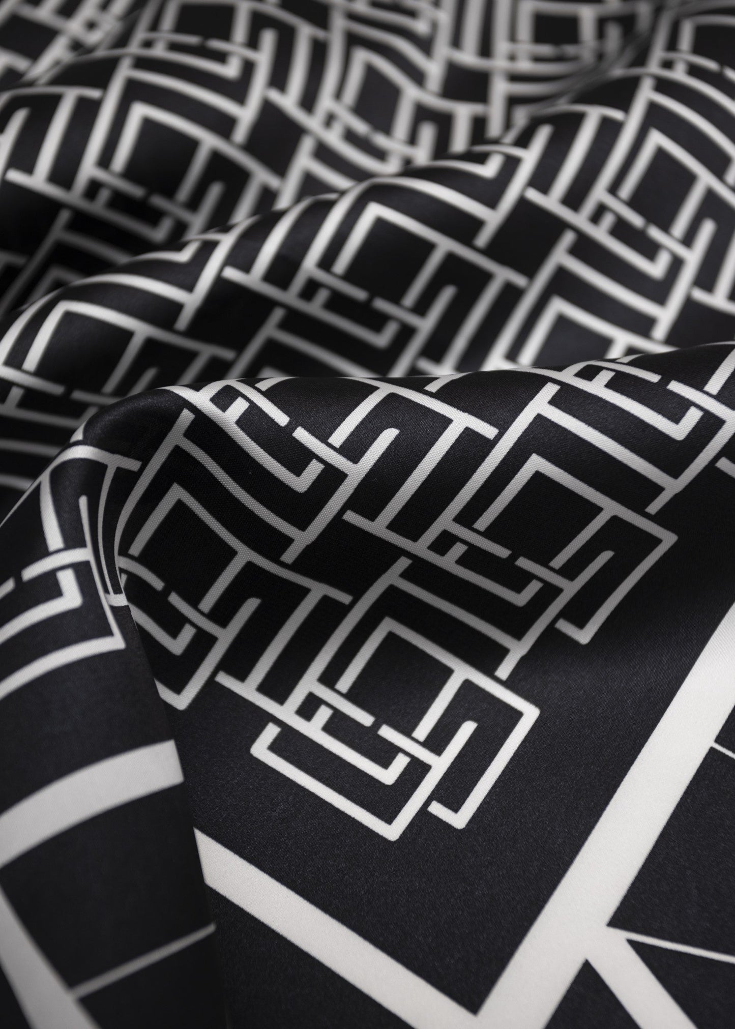 Banele Mono Satin Scarf _ 161936 _ Black Texture