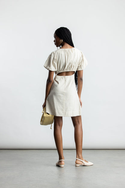 Kaiya Puff Sleeve Mini _ 168394 _ Natural