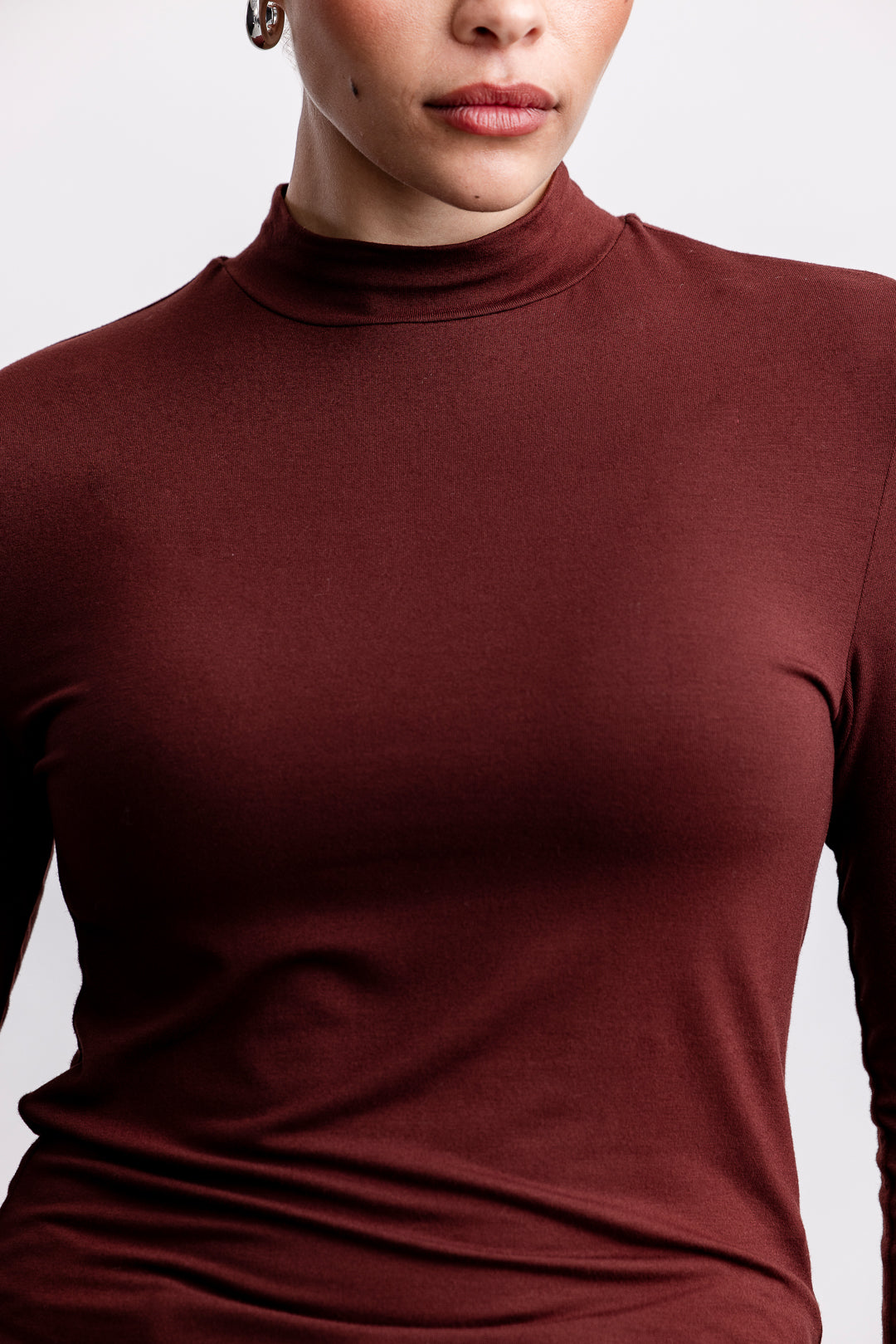 Inez Turtle Neck Top _ 160742 _ Chocolate