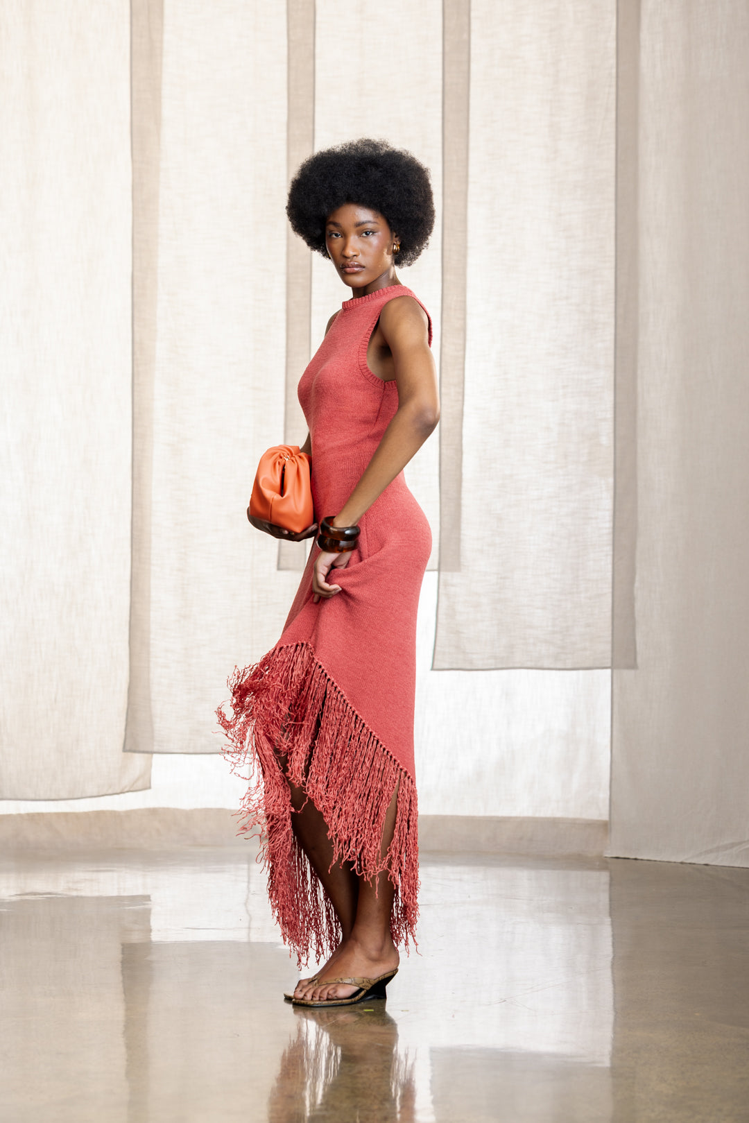 Bontle Asym Fringe Detail Knitwear Dress