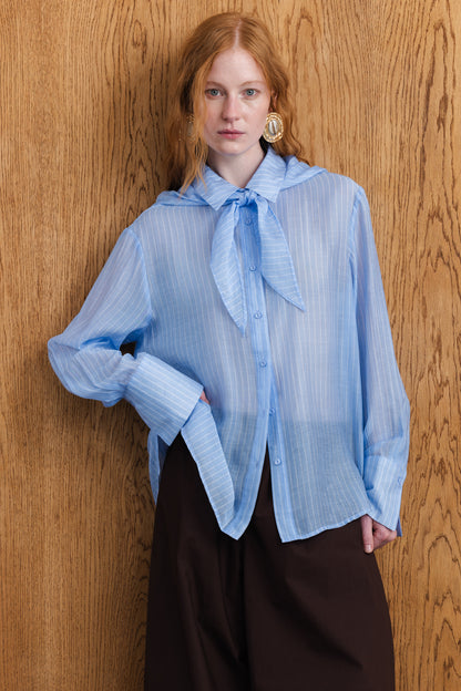 Zahra Sheer Shirt with Scarf
