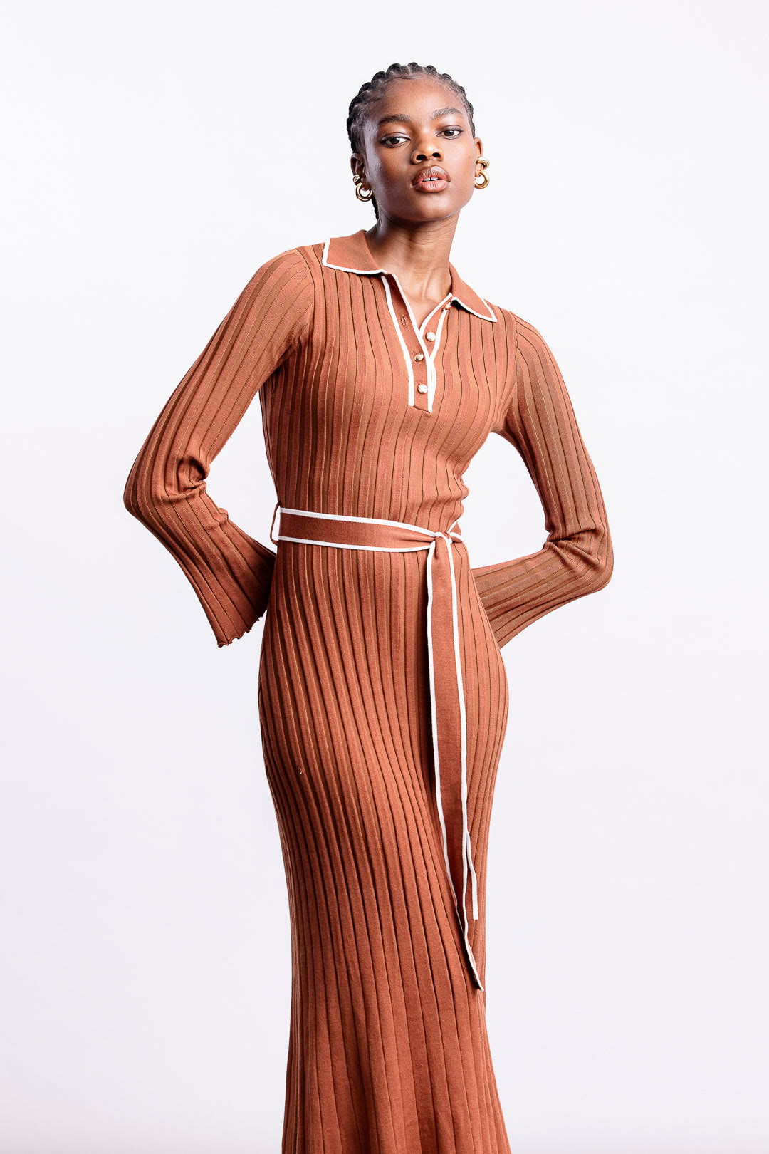 Kiara Knit Dress _ 157195 _ Caramel