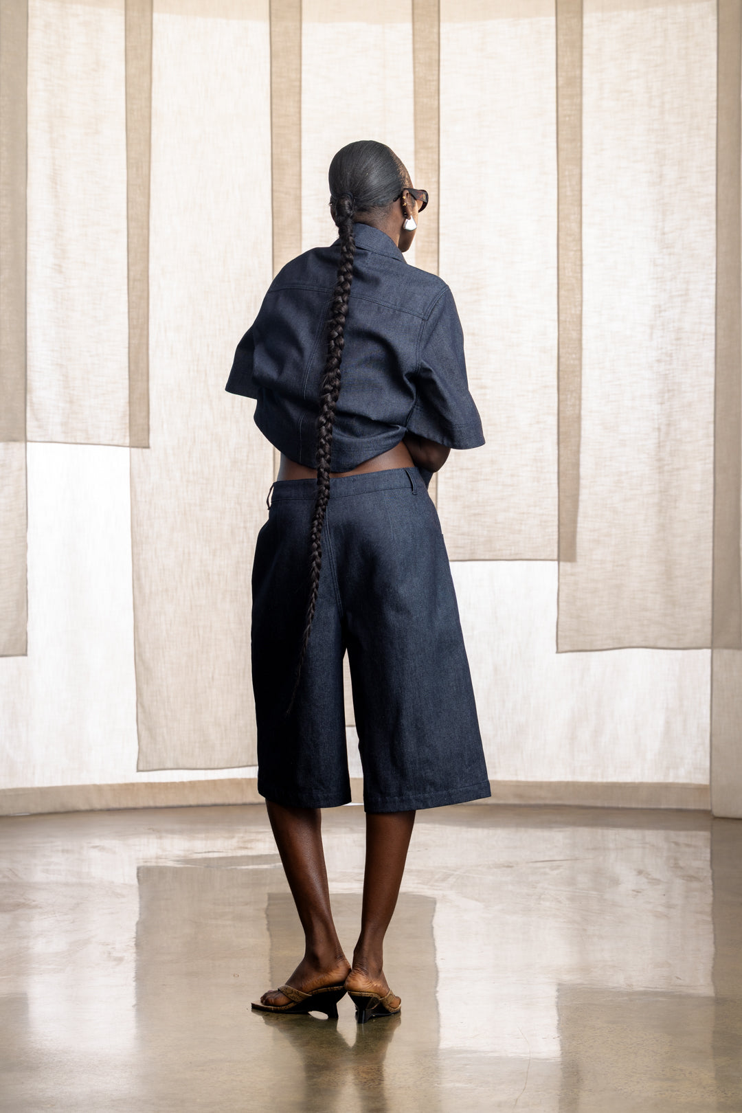 Tana Structured Dark Blue Denim Culotte