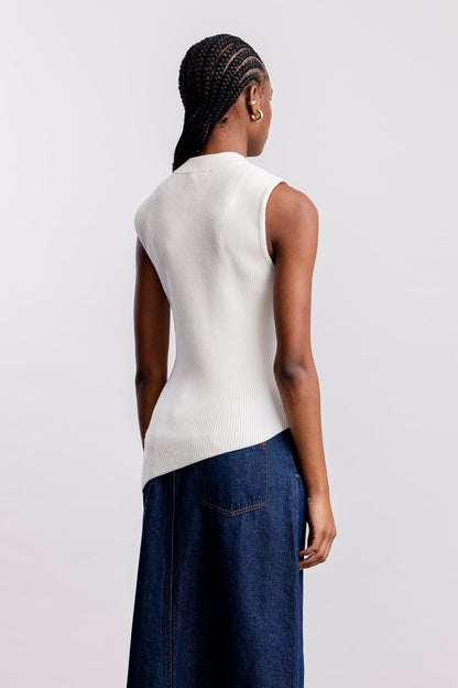 Ziphozihle Assymetric Rib Top _ 163078 _ Milk