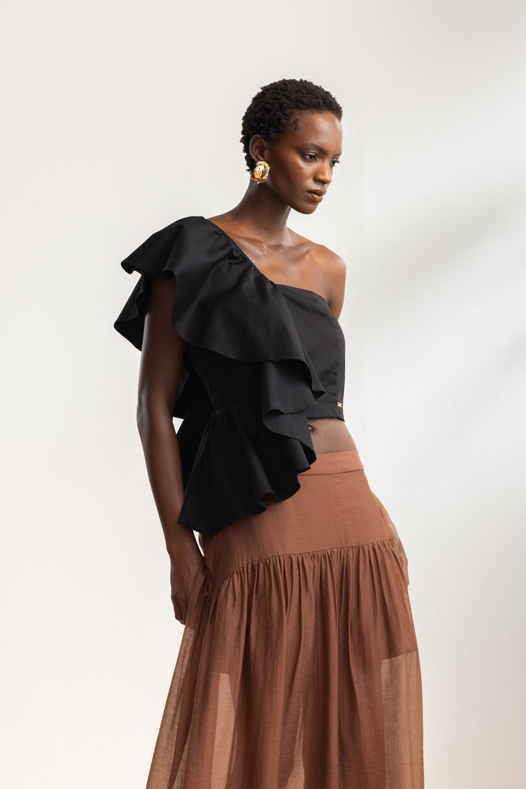 Vuyiseka Ruffle One-Shoulder Top