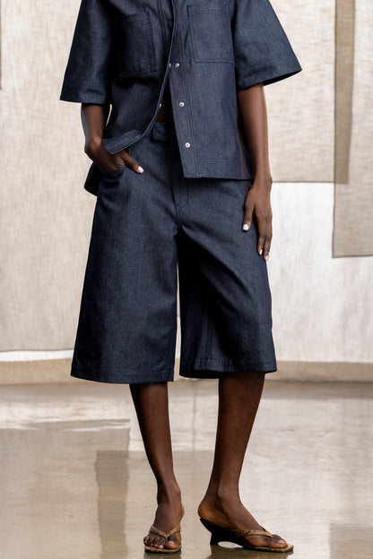 Tana Structured Dark Blue Denim Culotte