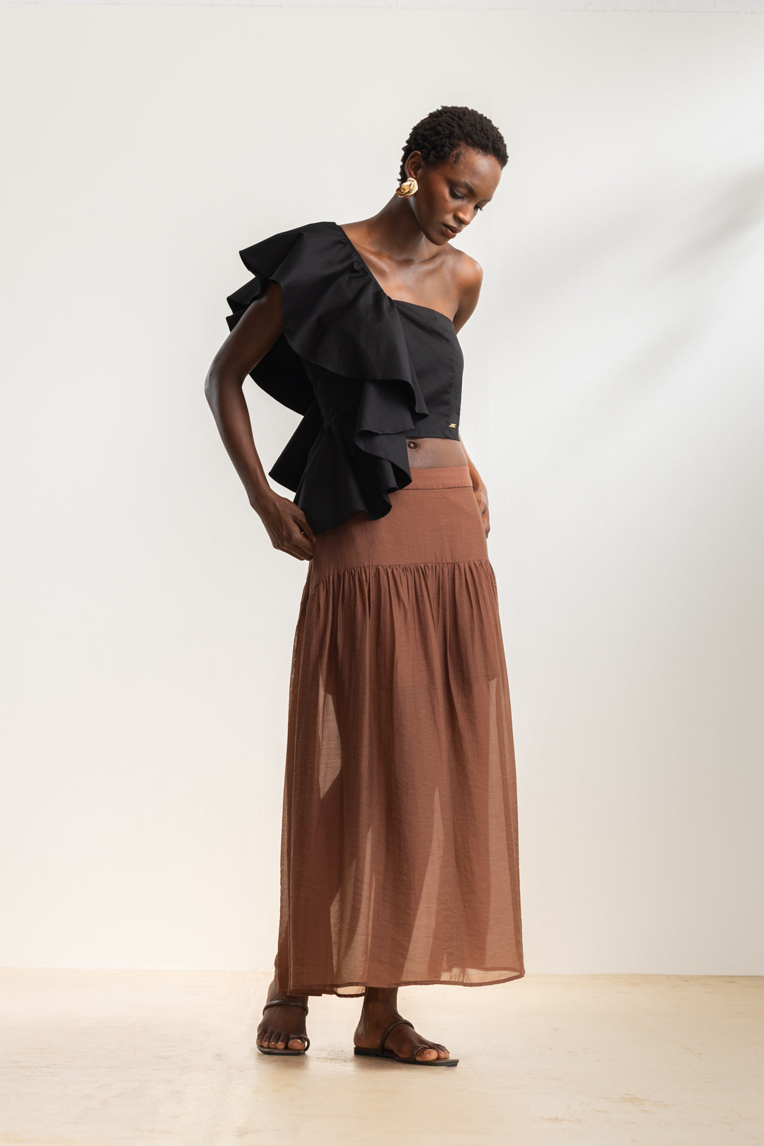 Vuyiseka Ruffle One-Shoulder Top