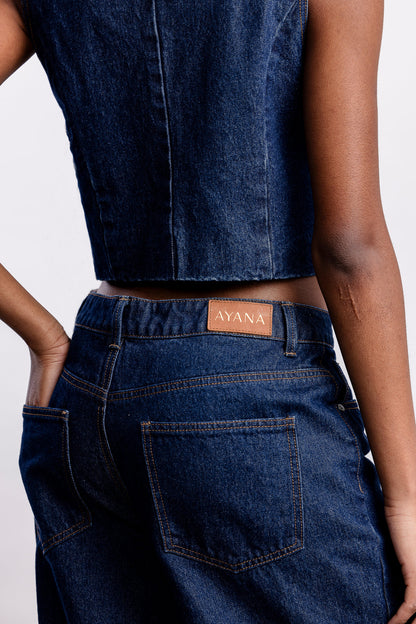 Rifqa Denim Waistcoat _ 163322 _ Blue Denim