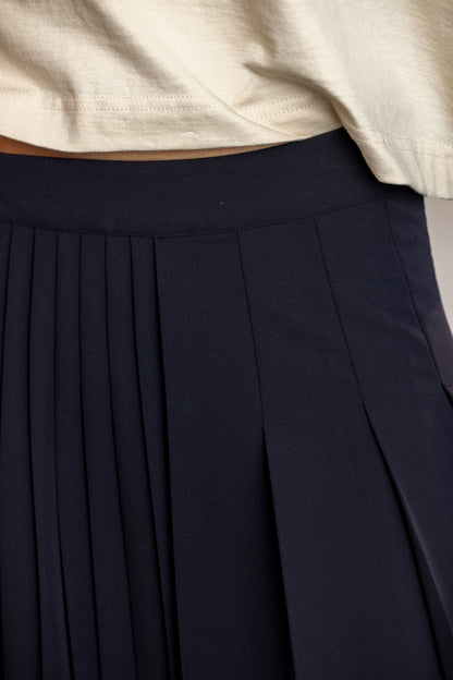 Alina Asymmetric Pleated Maxi Skirt