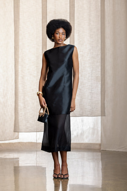 Claudia Sheer Peepout Column Dress