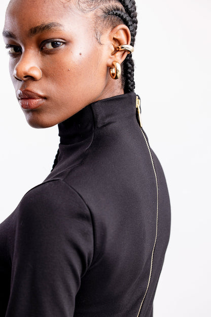 Medina Ponte Flare Sleeve Mini _ 161464 _ Black Texture