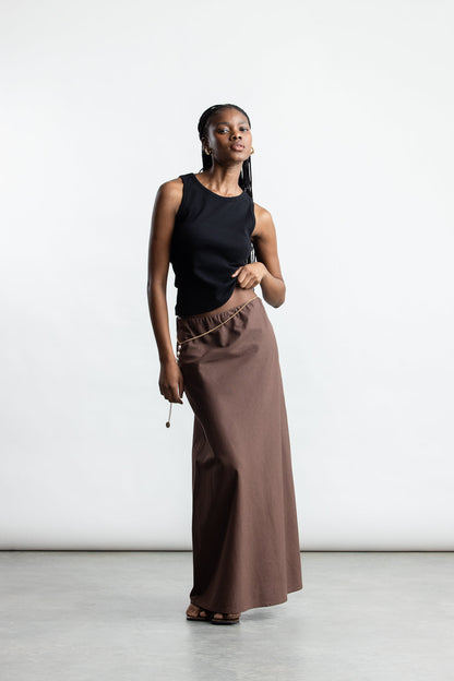 Amanda A-Line Maxi Skirt _ 168008 _ Chocolate