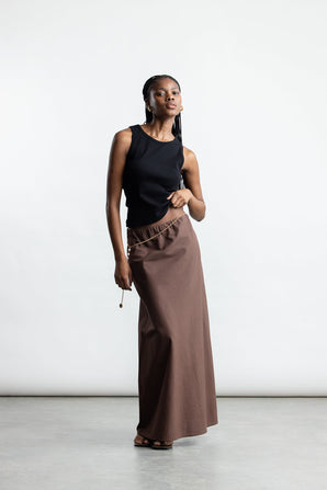 Amanda A-Line Maxi Skirt _ 168008 _ Chocolate