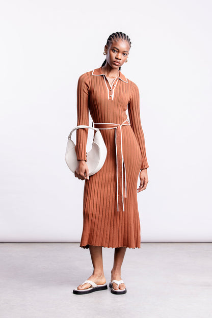 Kiara Knit Dress _ 157195 _ Caramel