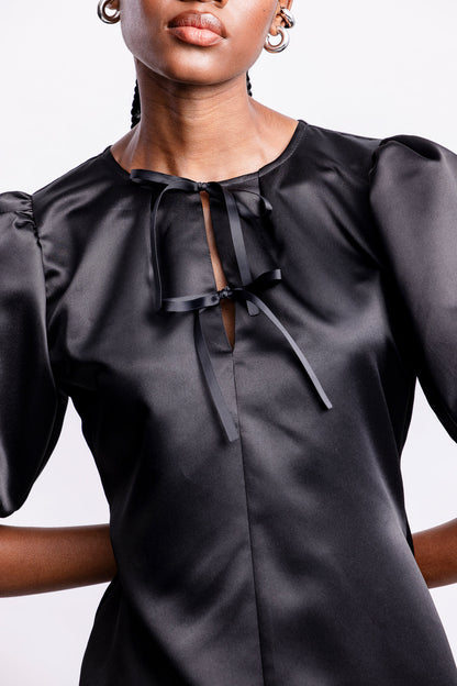 Erin Puff Sleeve Mini _ 164854 _ Black Texture