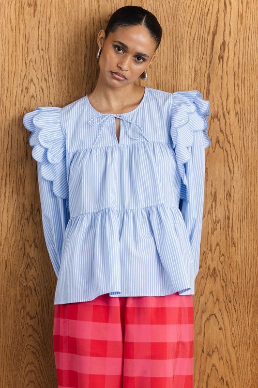 Tulia Frill Stripe Blouse