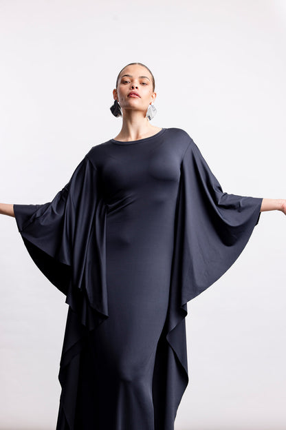 Jessie Polyamide Batwing Maxi _ 170156 _ Charcoal