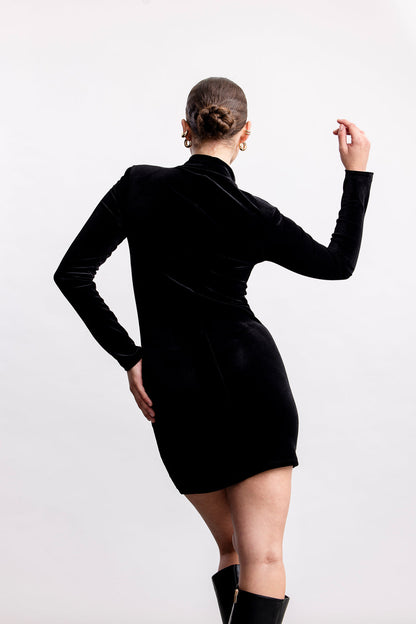 Ayesha Mini Velour Dress _ 168589 _ Black Texture