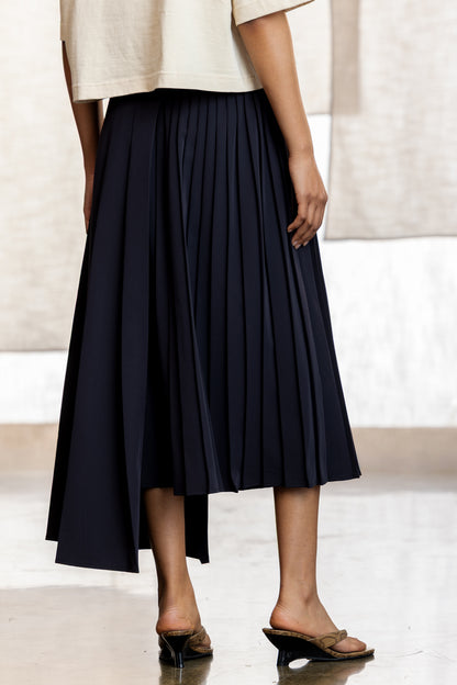 Alina Asymmetric Pleated Maxi Skirt