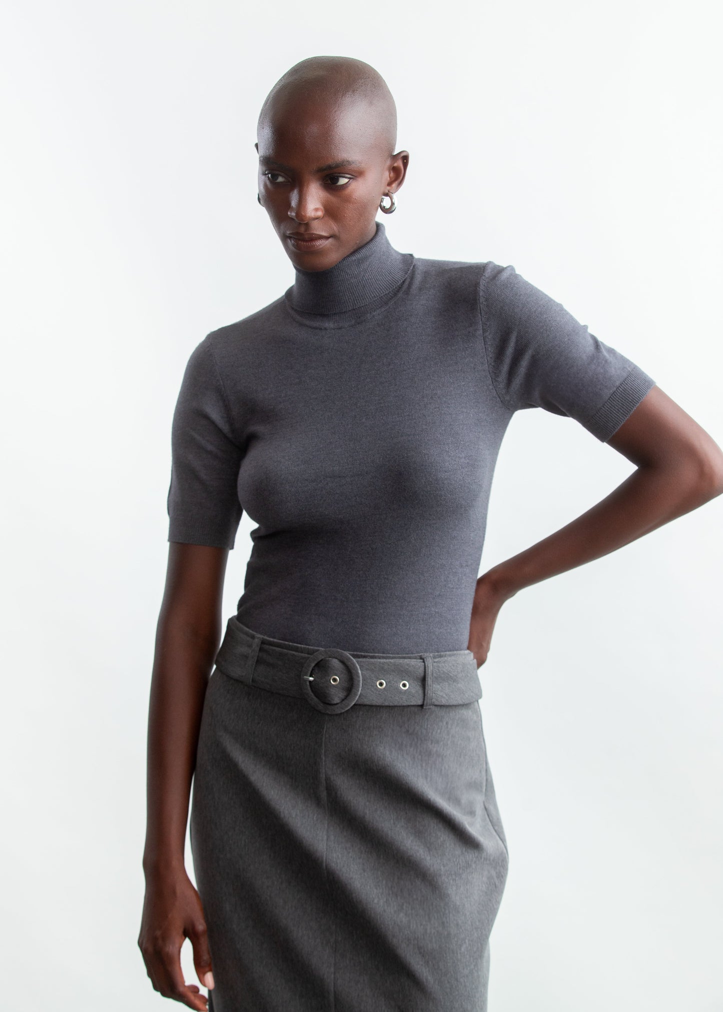 Cleo Pencil Skirt _ 157594 _ Charcoal