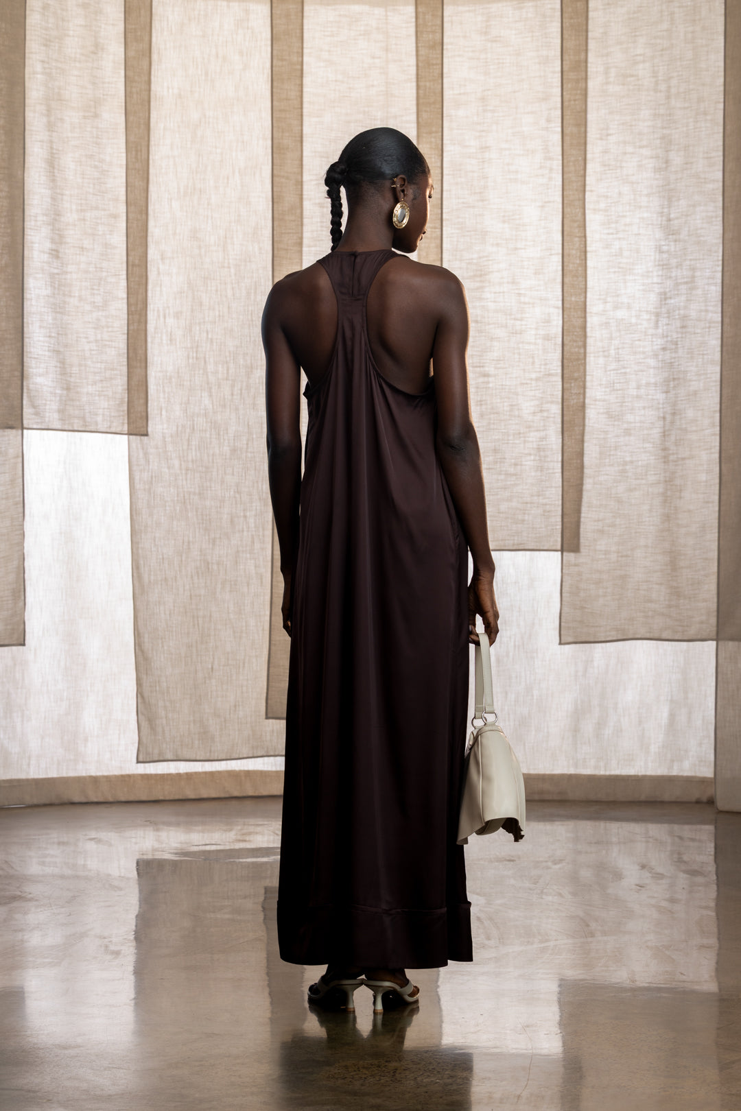 Ari Satin Racerback Maxi Dress