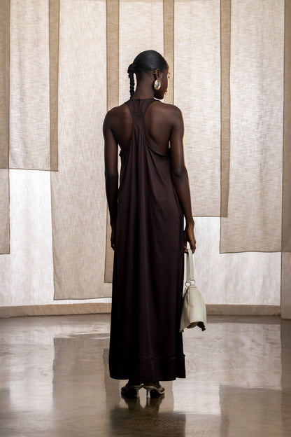 Ari Satin Racerback Maxi Dress