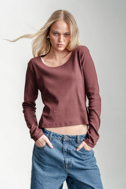 Kefilwe Scoop Neck Rib Top _ 162823 _ Oatmeal