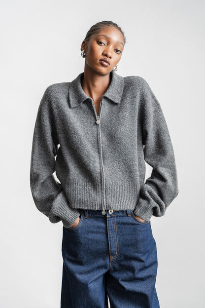 Kimberley Chunky Zip-Through Cardi _ 162052 _ Charcoal
